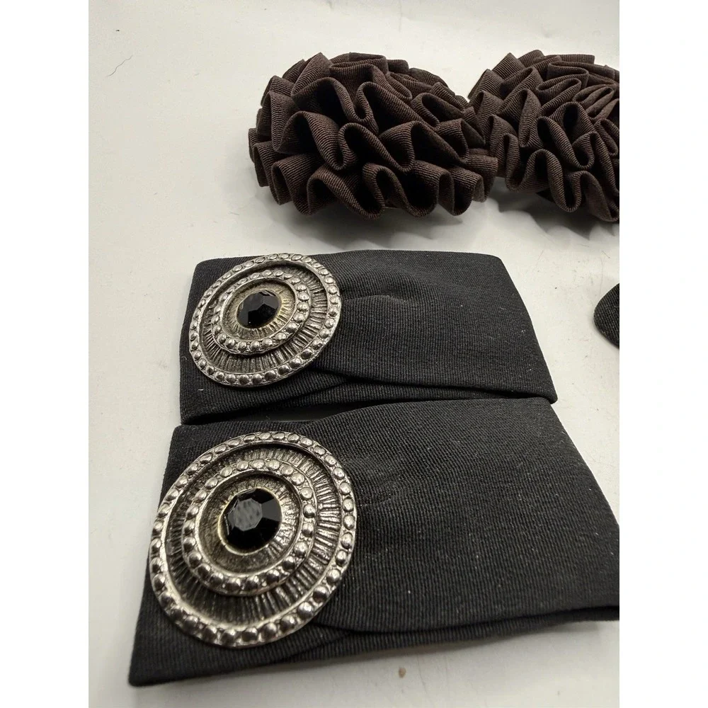 Lot of 10 Vintage Black Bows Hair Clip Barrettes Shoe Clip